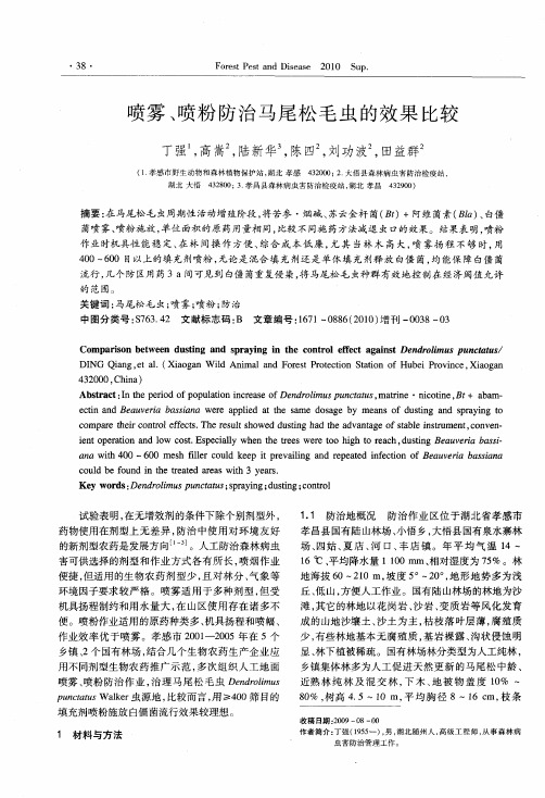 喷雾、喷粉防治马尾松毛虫的效果比较