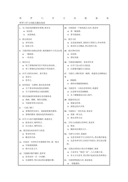 所罗门学习风格量表及分析