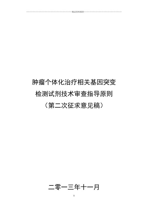 个体化用药相关基因突变检测试剂技术审查指导原则》