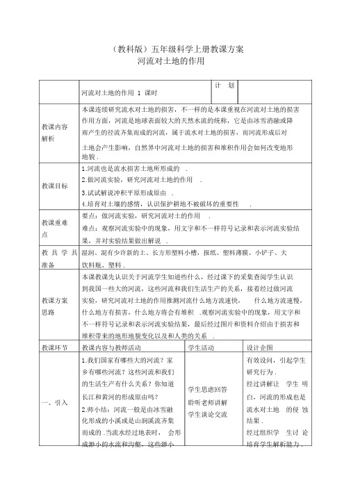 教科小学科学五上《3.7、河流对土地的作用》word教案(2)