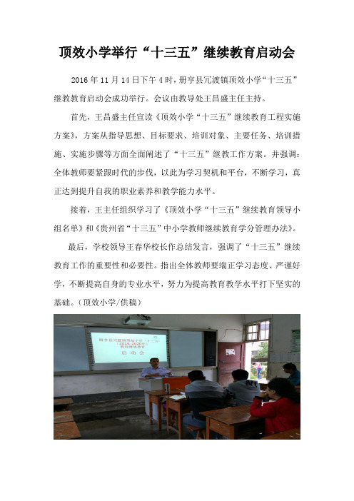 顶效小学举行“十三五”继续教育启动会