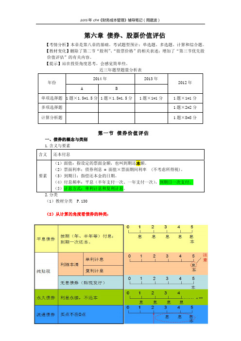 财务成本管理考试辅导笔记第六章 债券、股票价值评估