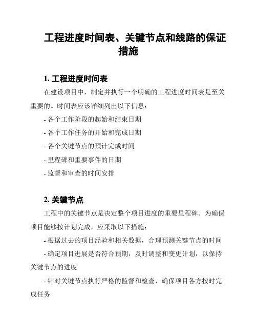 工程进度时间表、关键节点和线路的保证措施