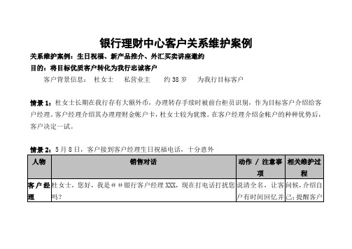 银行理财中心客户关系维护案例