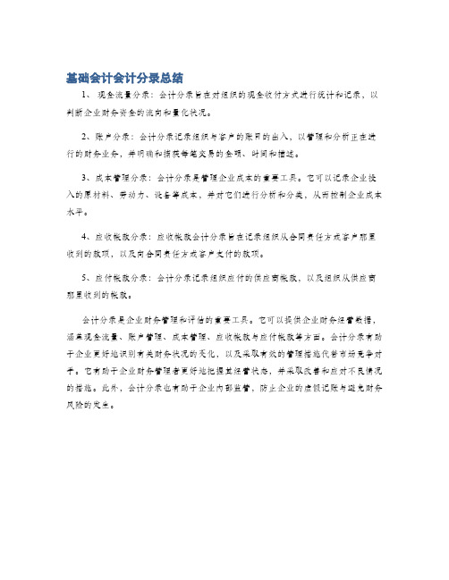 基础会计会计分录总结