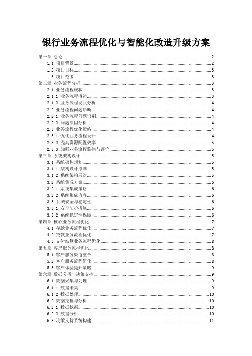 银行业务流程优化与智能化改造升级方案