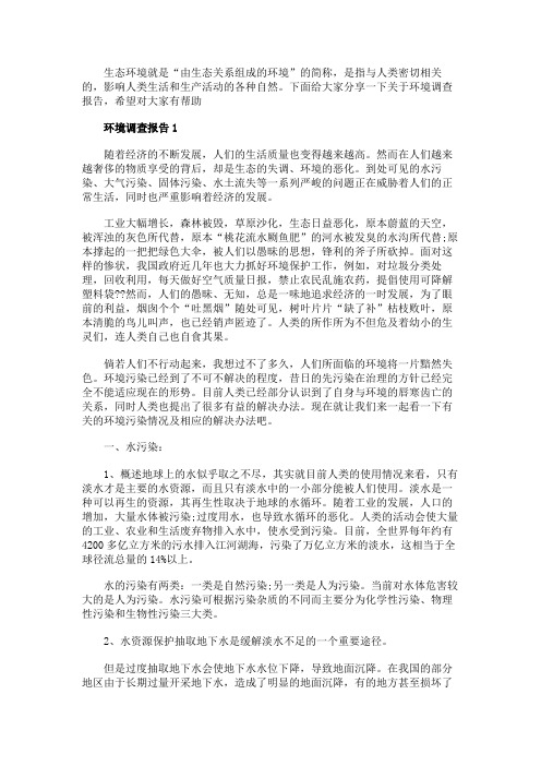 环境2020调查报告最新精选篇