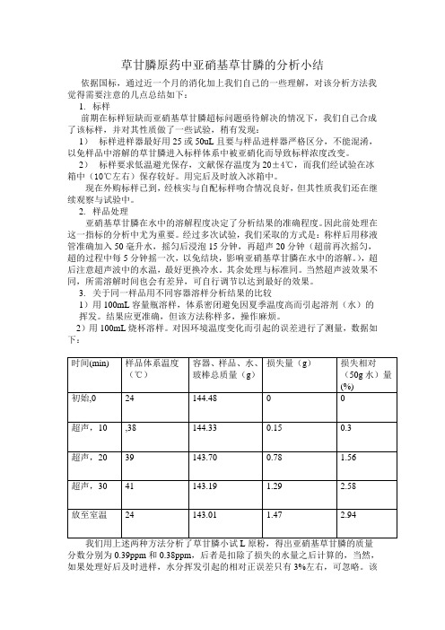 草甘膦原药中亚硝基草甘膦的分析小结