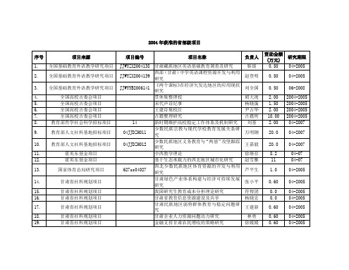 2004年获准的省部级项目