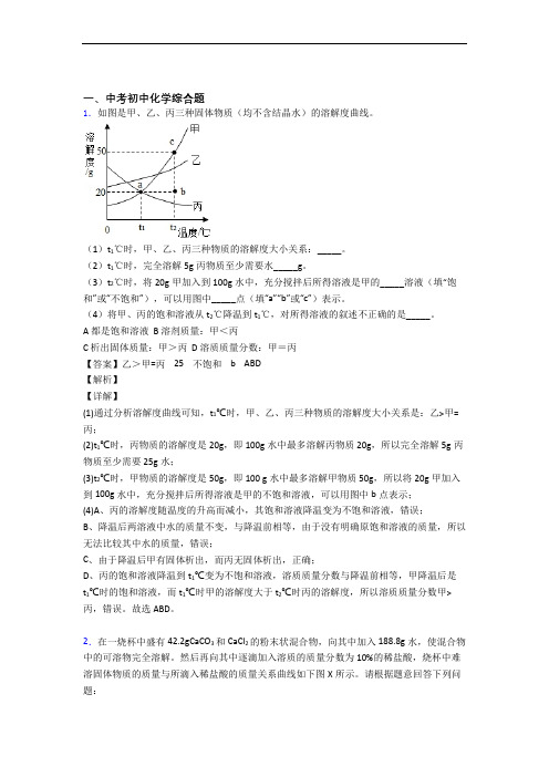 中考化学 综合题 综合题含答案解析