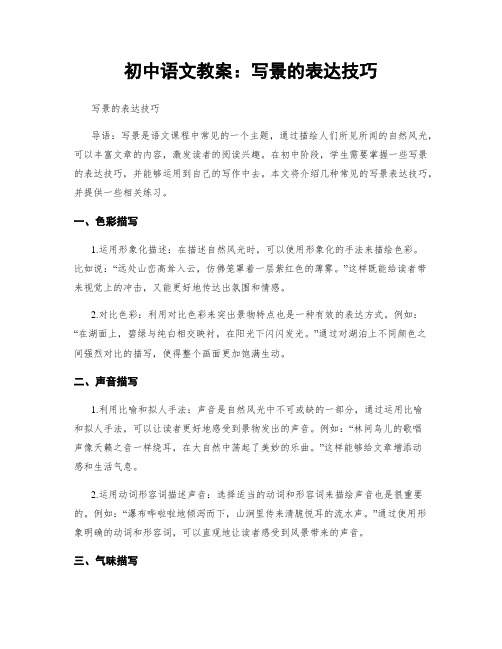 初中语文教案：写景的表达技巧