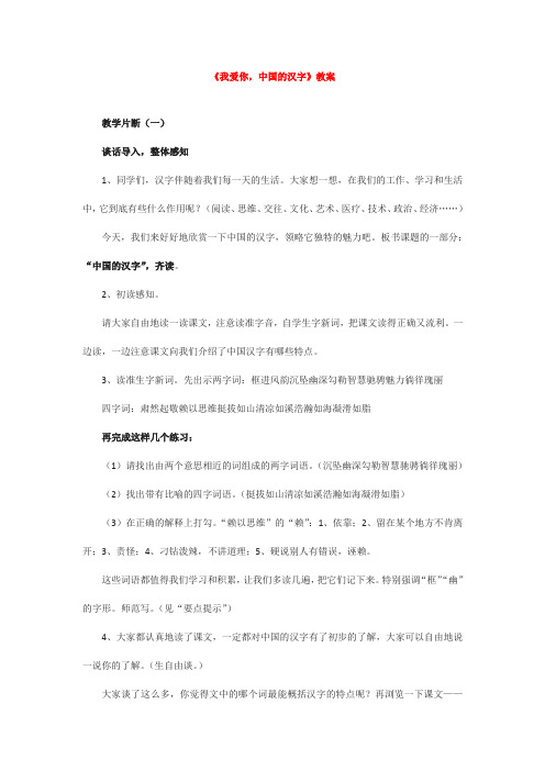 部编版五年级语文下册《我爱你,中国的汉字》教学案例