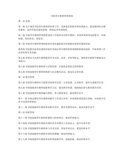 学校青年教师管理制度