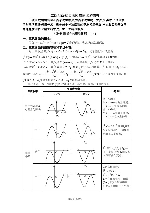 江苏省南通市2020届高三数学专题复习课程资源——三次型函数切线问题的求解策略(教师版)