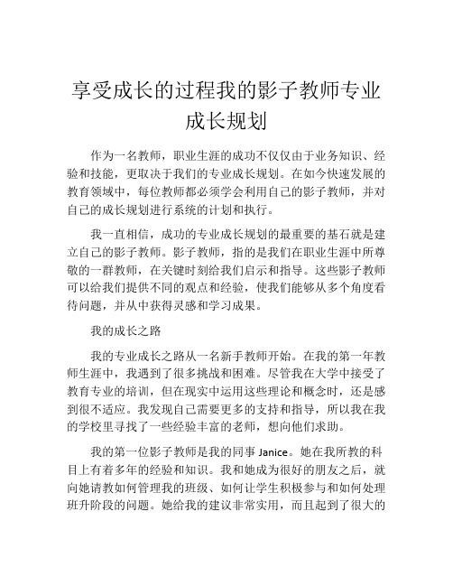 享受成长的过程我的影子教师专业成长规划