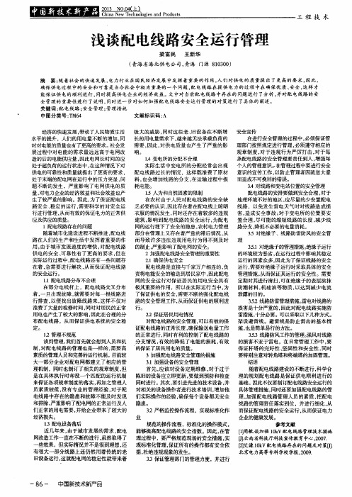 浅谈配电线路安全运行管理