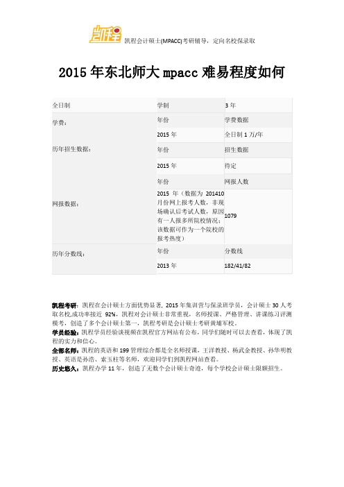 2015年东北师大mpacc难易程度如何