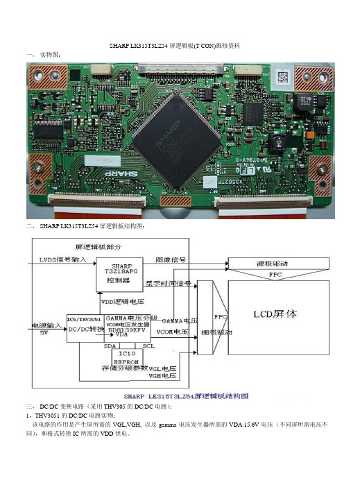 SHARP LK315T3LZ54屏逻辑板(T-CON)维修资料