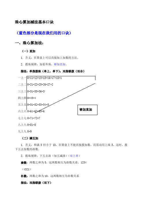 珠心算基本口诀