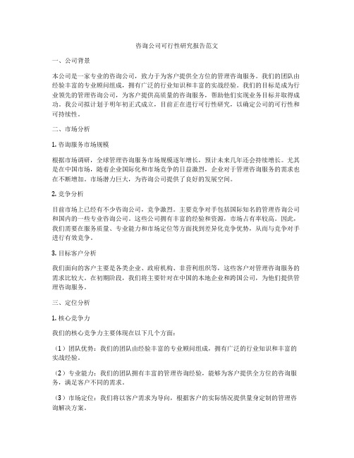 咨询公司可行性研究报告范文