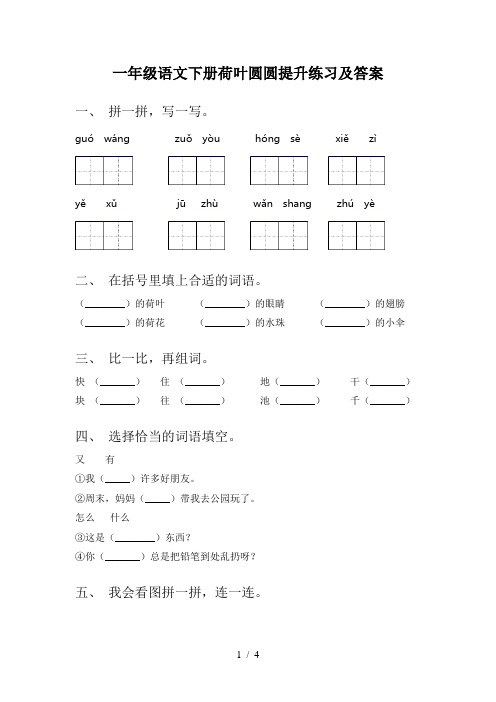 一年级语文下册荷叶圆圆提升练习及答案