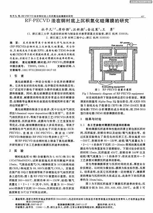 RF—PECVD法在钢衬底上沉积氮化硅薄膜的研究