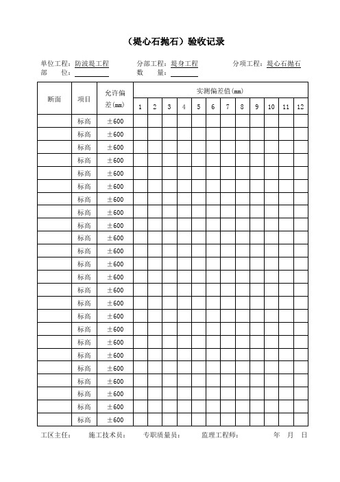 (200-300kg堤心石抛石)验收、评定表