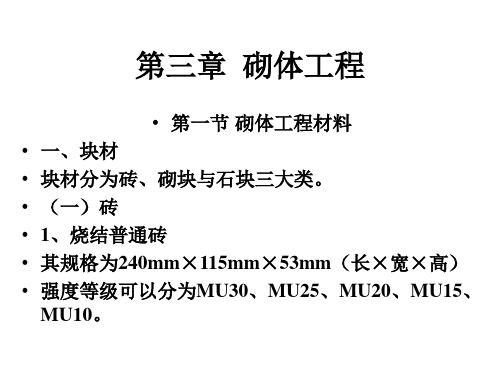 砌体工程资料