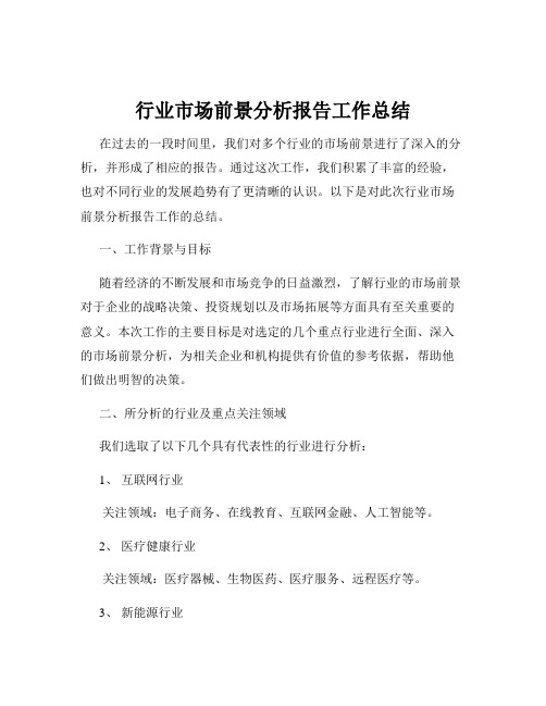 行业市场前景分析报告工作总结