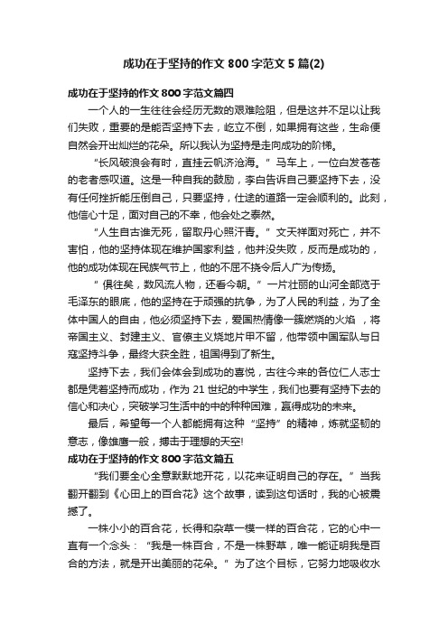 成功在于坚持的作文800字范文5篇（2）