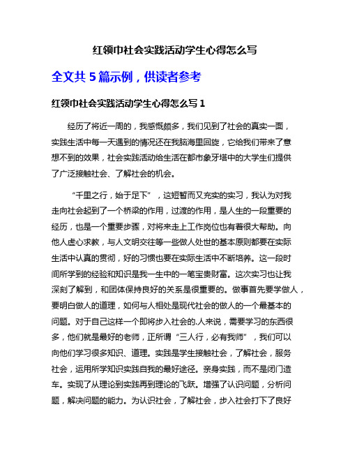 红领巾社会实践活动学生心得怎么写