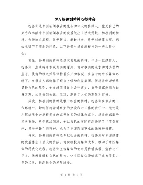 学习杨善洲精神心得体会