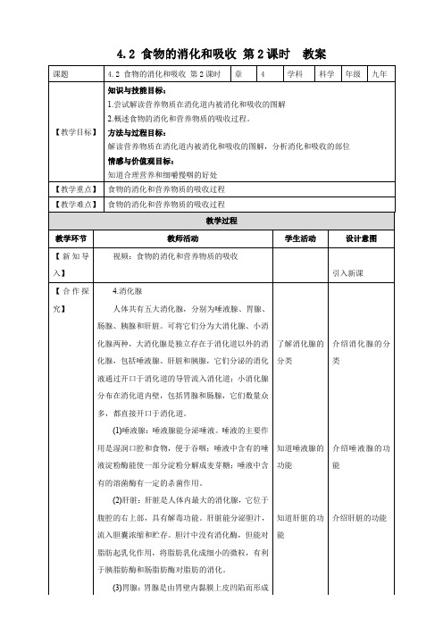 食物的消化和吸收 第2课时（24页教案学案）