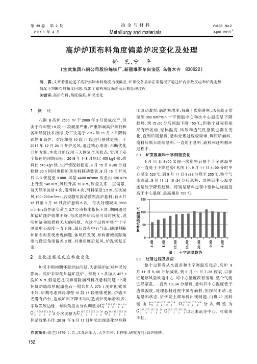 高炉炉顶布料角度偏差炉况变化及处理