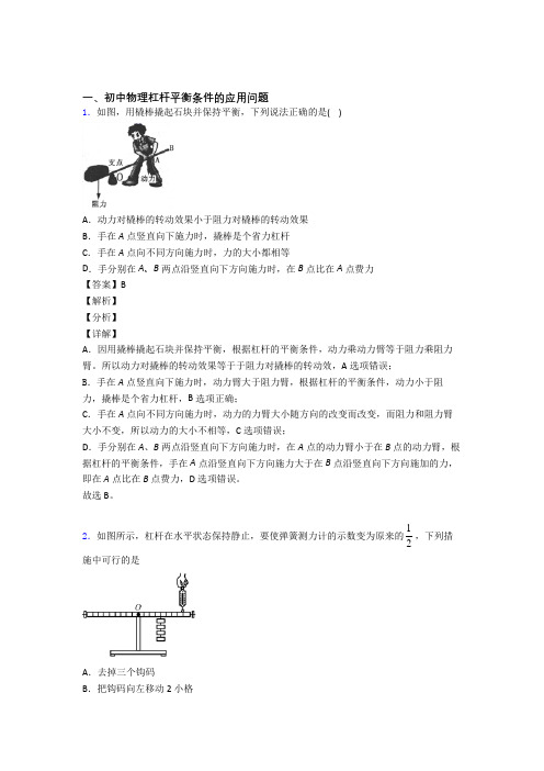 2020-2021天津中考物理杠杆平衡条件的应用问题综合题汇编