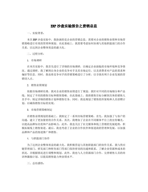 ERP沙盘实验报告之营销总监