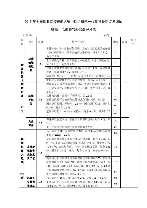 机器人技能大赛安装评分表