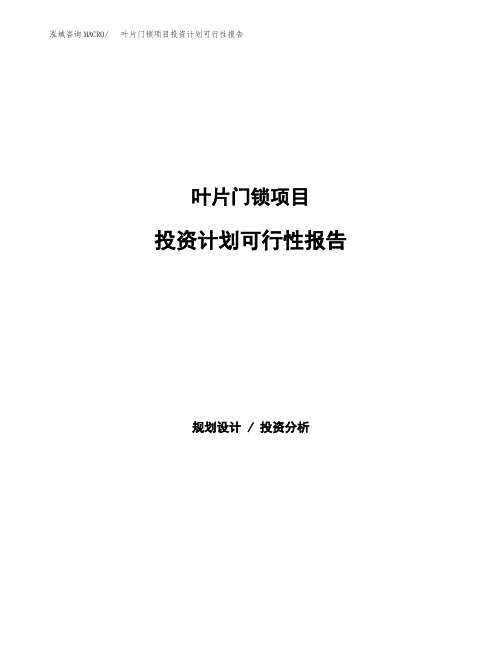 叶片门锁项目投资计划可行性报告(模板参考范文)