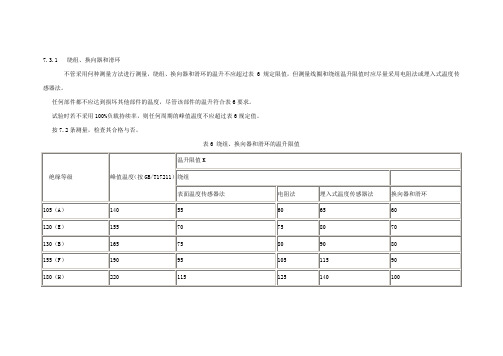 电机允许温升表