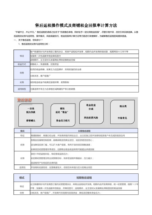 售后返租操作模式及商铺租金回报率计算方法