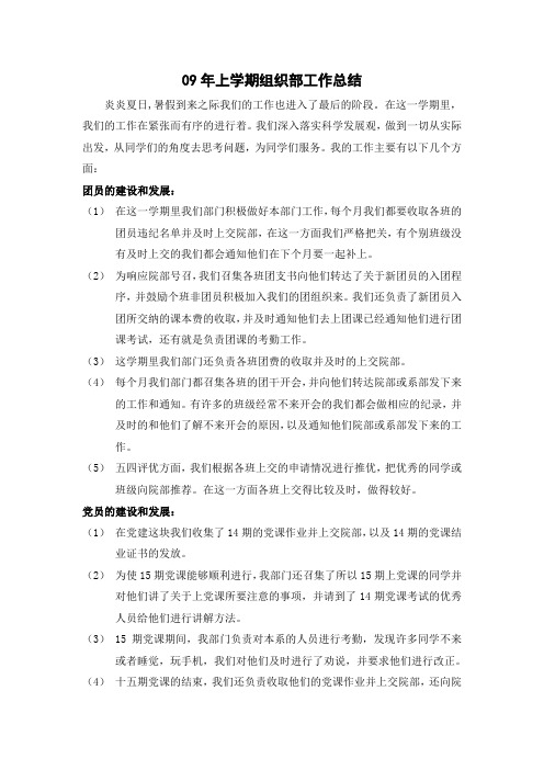 团总支组织部总结