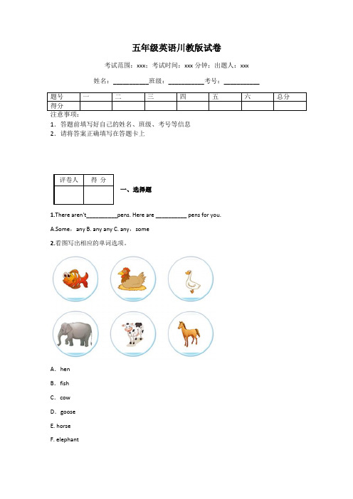 五年级英语川教版试卷