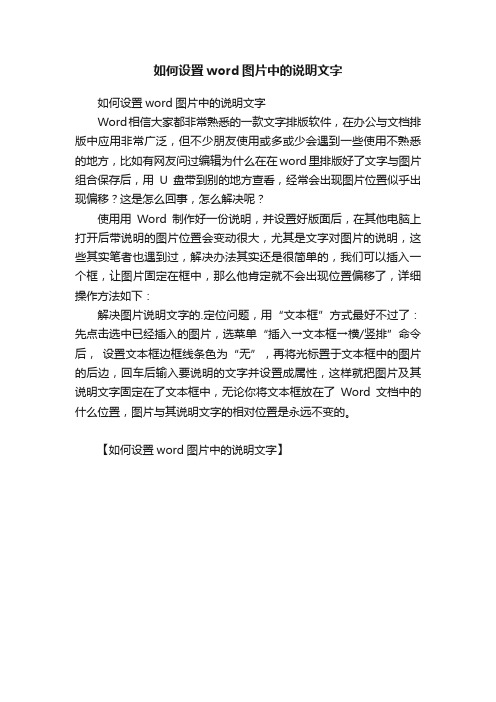 如何设置word图片中的说明文字