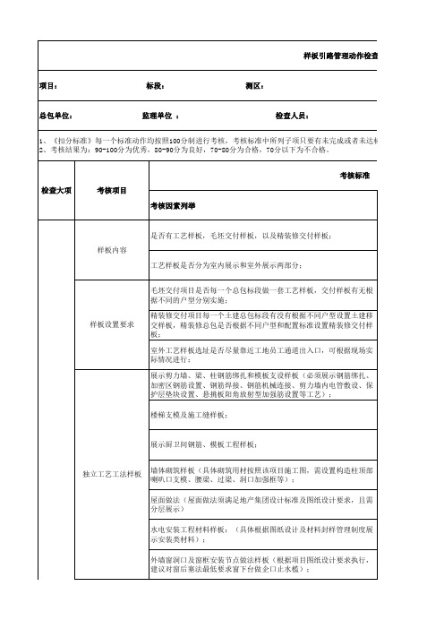 样板引路管理动作检查表