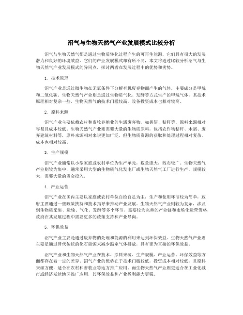 沼气与生物天然气产业发展模式比较分析