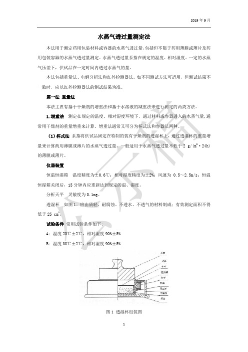 包装材料水蒸气透过量测定法