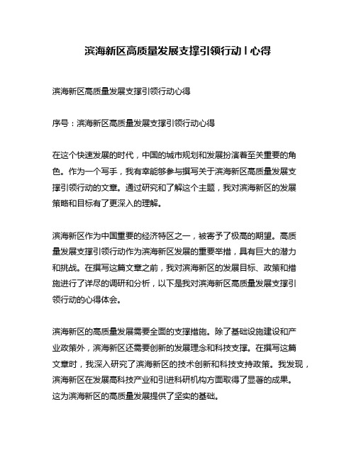 滨海新区高质量发展支撑引领行动l心得