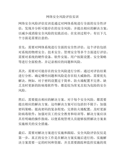 网络安全风险评估实训