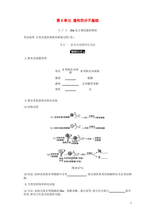 高考生物一轮复习第6单元遗传的分子基础听课学案