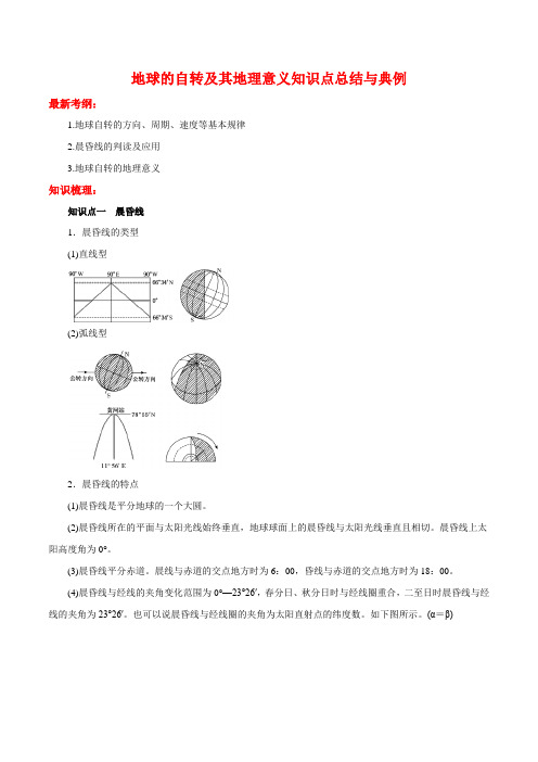 地球的自转及其地理意义知识点总结与典例